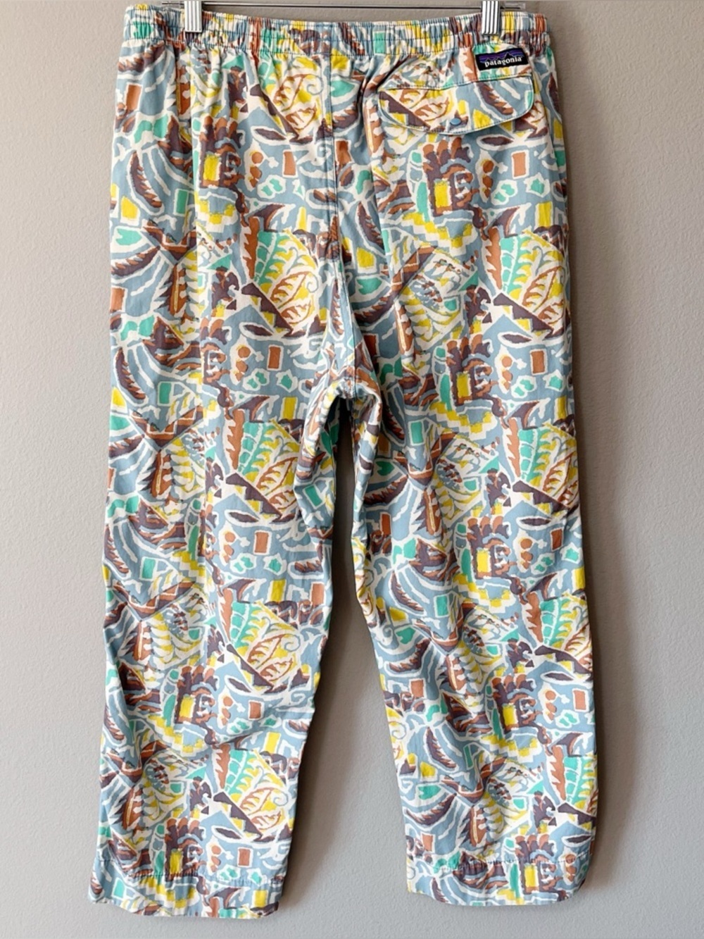 Patagonia NWOT Funhoggers Printed Pants Thriving Planet Blue Size Large Outdoor - Picture 8 of 14